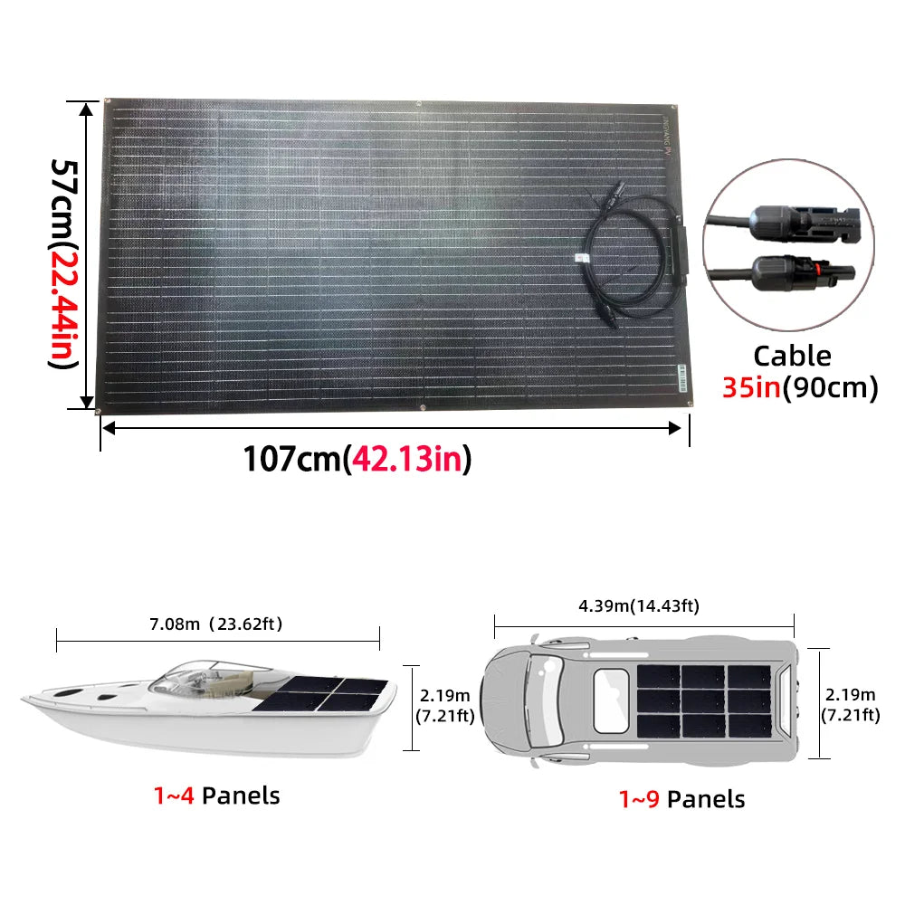 Solar Panel 220W 200W 110W 100W18V With By-Pass Diode ETFE Flexible Foldable Solar Cell 12v Battery Charger Camping RV Boat