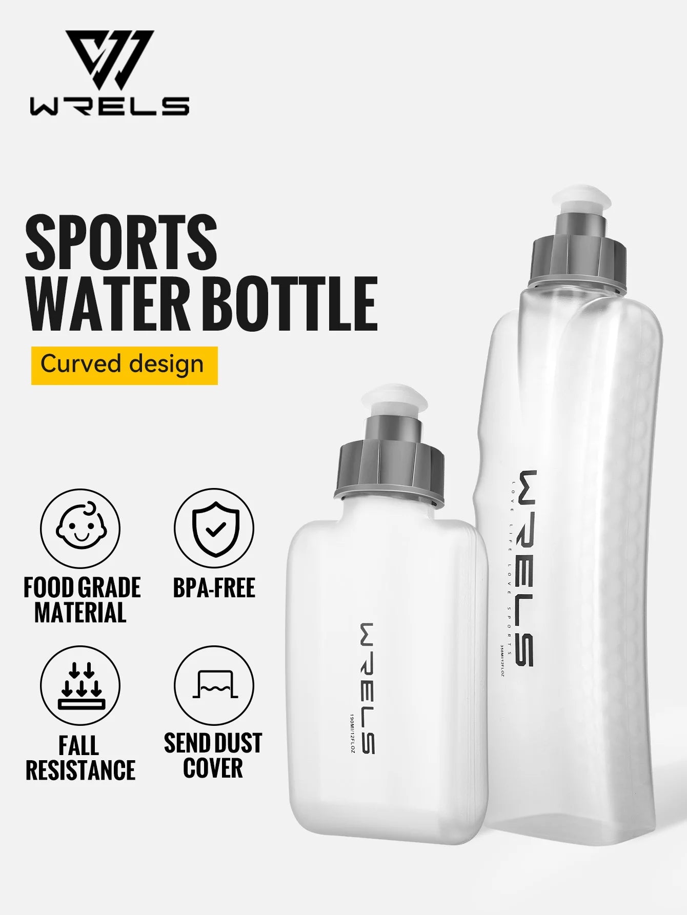WRELS Running Water Bottle Handheld Sports PP Eco-Friend Water Bottle Portable Cycling Hiking Fitness Holding Sports Kettle