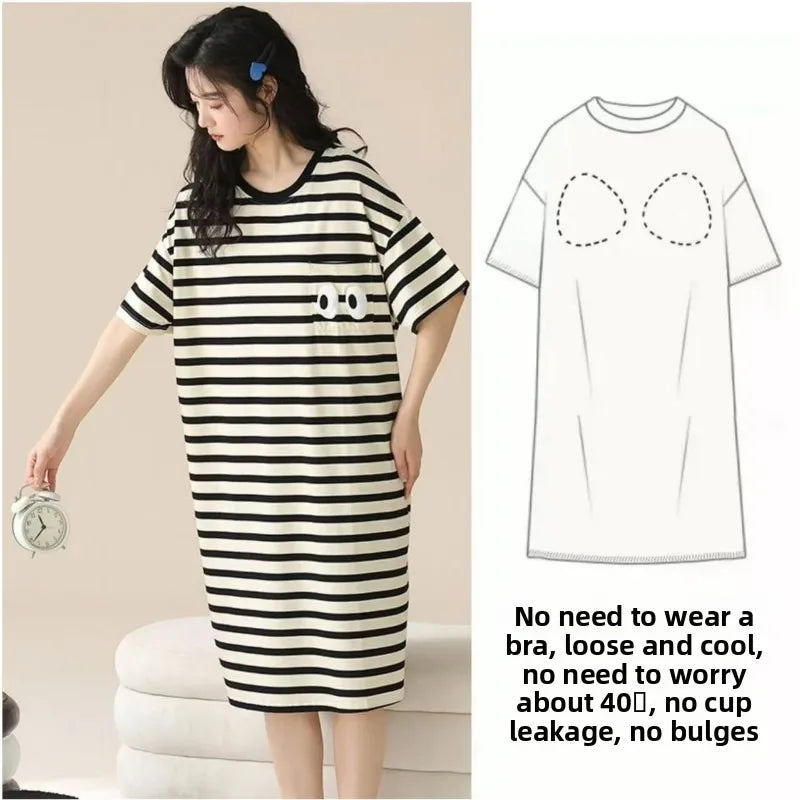 Sleeping Dress Women's Nightwear for Woman Night Clothes Women Sleepwear One Piece Dress Short Sleeve Sleepwear Pyjamas Pajamas