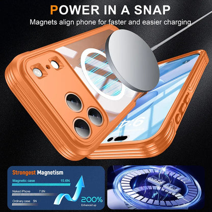 For MagSafe Wireless Charging 360° Fully Protected Double-sided Transparent Magnetic Case For iPhone 17 Pro Max&Air Back Cover