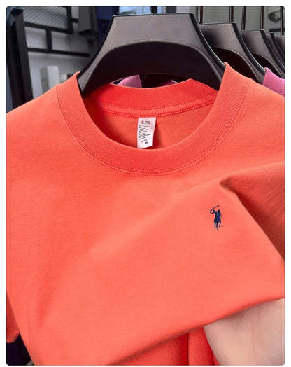 100% cotton men's short sleeve T-shirt fashion brand Paul Pony embroidery summer new high-end comfortable casual round neck top