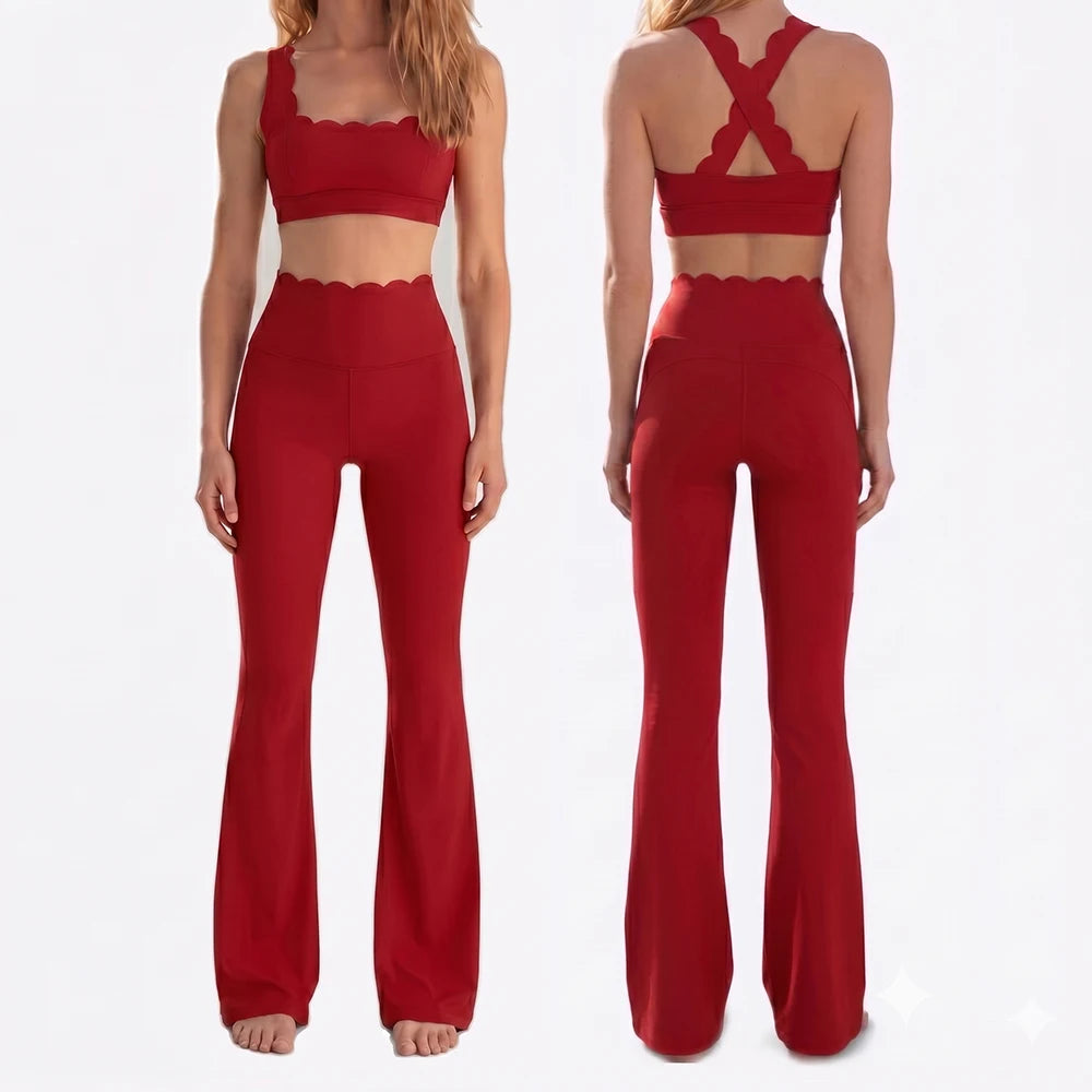 Women Two Pieces Fitness Yoga Set Solid Color Stretchy Soft Gym Suit Breathable Quick Dry Workout Clothes Female Sportswear