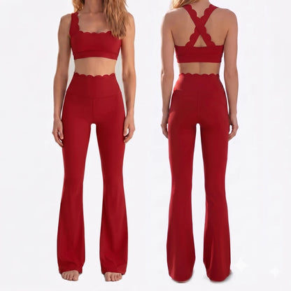 Women Two Pieces Fitness Yoga Set Solid Color Stretchy Soft Gym Suit Breathable Quick Dry Workout Clothes Female Sportswear