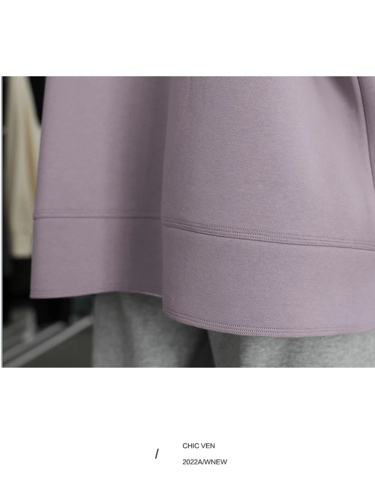 CHIC VEN Women Sweatshirts Hoodies Solid Loose Casual Hooded Female Tops Lady Coat Medium Length Overcoat Spring Autumn 2025
