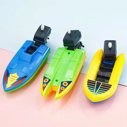 1PC Wind Up Speed Boat Toy Clockwork Floating Bathtub Shower Bath Toys for Kids Childrens Gift Boys Girls Water Play