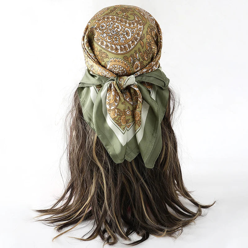 Luxury Silk Head Scarf - Soft Summer Foulard Bandana for Women