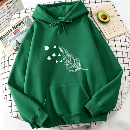 Retro Love Heart with Leaf Casual Hoodies Sweatshirts Men Women Fashion Clothing Hooded Casual Y2k Sweatshirt