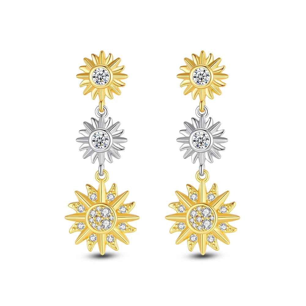 925 Sterling Silver Earrings – Crystal Zircon Studs With Rose Gold Heart & Bee Design