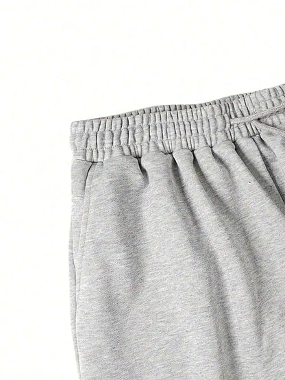 Men's Loose Street Style 7/8 Length Shorts Summer Casual Sports Elastic Waistband Pleated Hem Strong Draped Look
