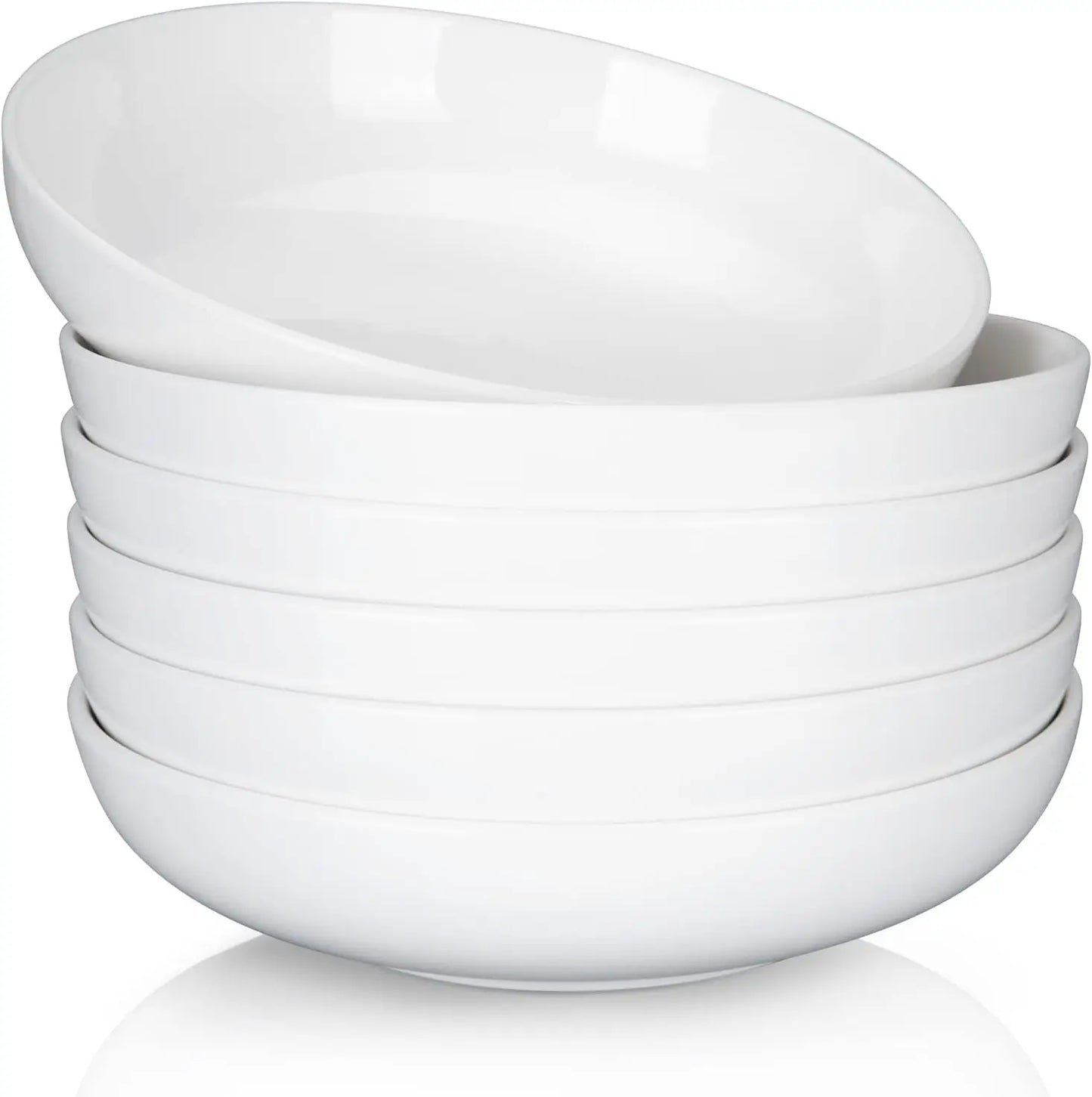 Porcelain Pasta Bowls Set - 22 Ounce Ceramic Serving Bowls 6 Pack Dishwasher Safe