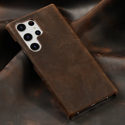 Leather Phone Case – LANGSIDI Genuine Pull-Up Retro Cover for Samsung Galaxy S25 Ultra