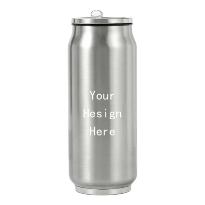 500ML 304 Stainless Steel Cola Can Thermos Custom LOGO Vacuum Cup Flask Portable Double Layers Straw Cup Water Bottle Mug