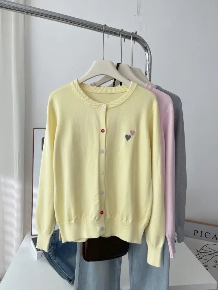 Fashion Versatile Women Sweater 2026 Autumn Winter Elegant Embroidered Women Knit Cardigan Long Sleeve Unique Colorful Buttons