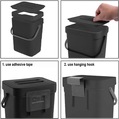 Hanging Small Trash Can with Lid - Under Sink Kitchen  Bathroom Waste Bin