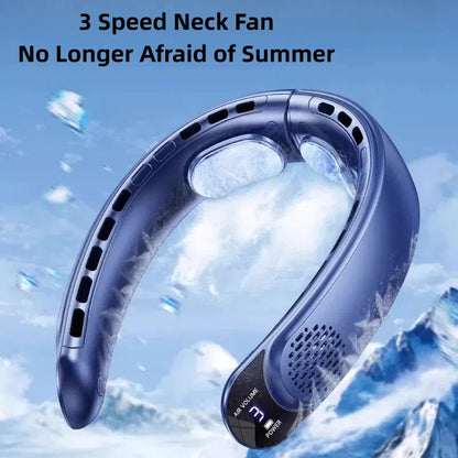 New Quad-Core USB Neck Fan Turbine Vaneless Design Easy Simple Control Carry for Outdoor Portable Portable Summer Gift Wearable