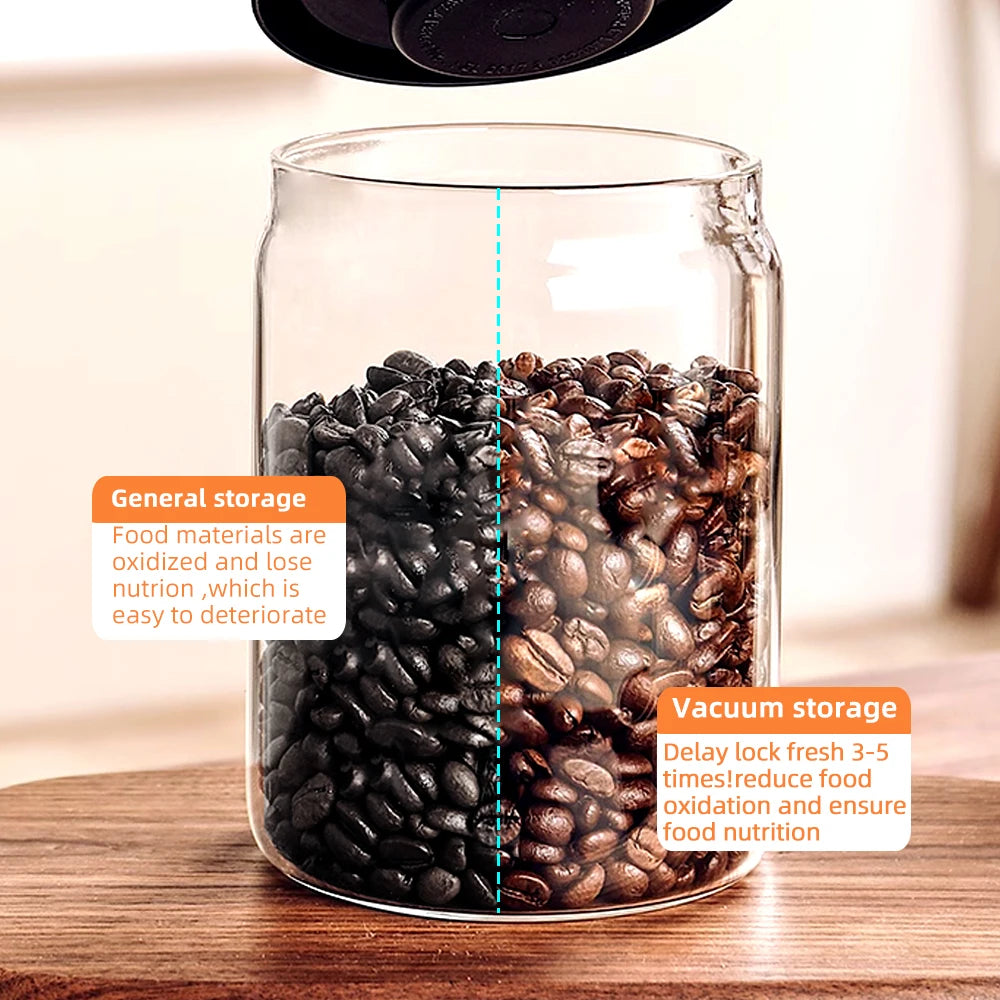 Vacuum-Sealed Glass Storage Jar – Coffee Bean, Grain & Tea Canister