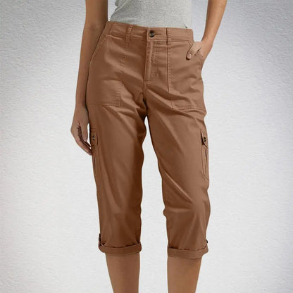 Women's Capris Joggers Mid Rise Cropped Cargo Pants Summer Quick Dry Hiking Pants with Multi Pockets Lightweight Summer Bottoms