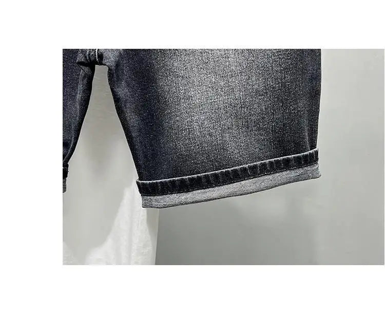 Men's Denim Shorts - Casual Summer Knee Length Black Boyfriend Five Pocket Soft Fabric