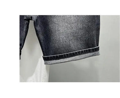 Men's Denim Shorts - Casual Summer Knee Length Black Boyfriend Five Pocket Soft Fabric