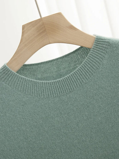 Men Classical T-shirt 100% Merino Wool Sweater O-neck Short Sleeve Pullover Smart Casual Basic Clothing Cashmere Knitwear Tops