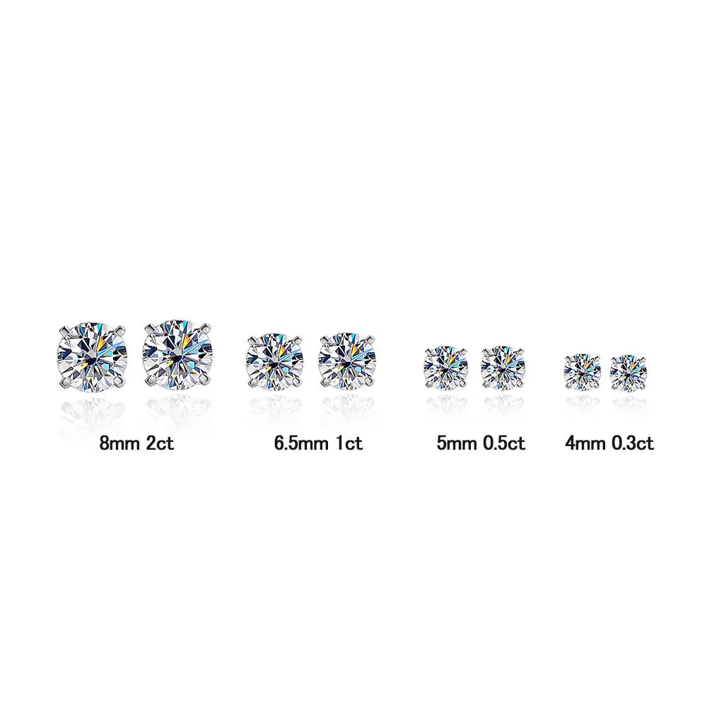 Moissanite Stud Earrings – GRA-Certified 4-Prong, 925 Sterling Silver