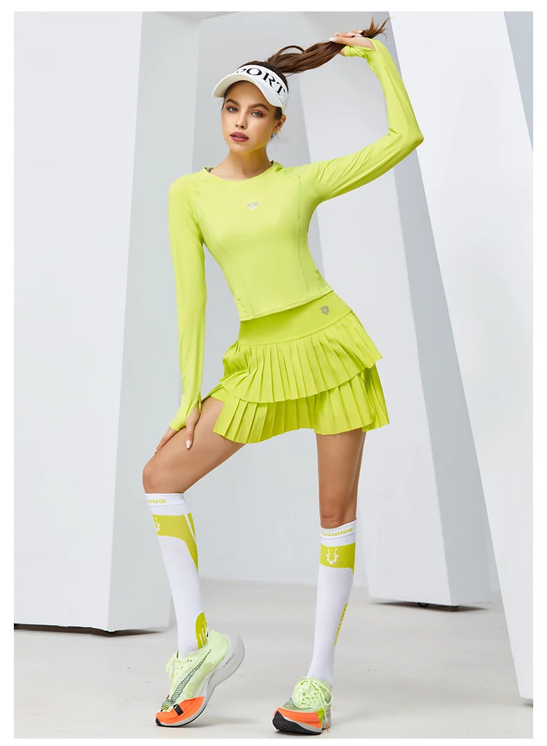 Women Sports Mini Pleated Skirt Golf Tennis Skirts High Waist Double Layer Gym Fitness Running Yoga Athletic Workout Skort