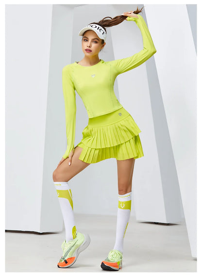 Women Sports Mini Pleated Skirt Golf Tennis Skirts High Waist Double Layer Gym Fitness Running Yoga Athletic Workout Skort