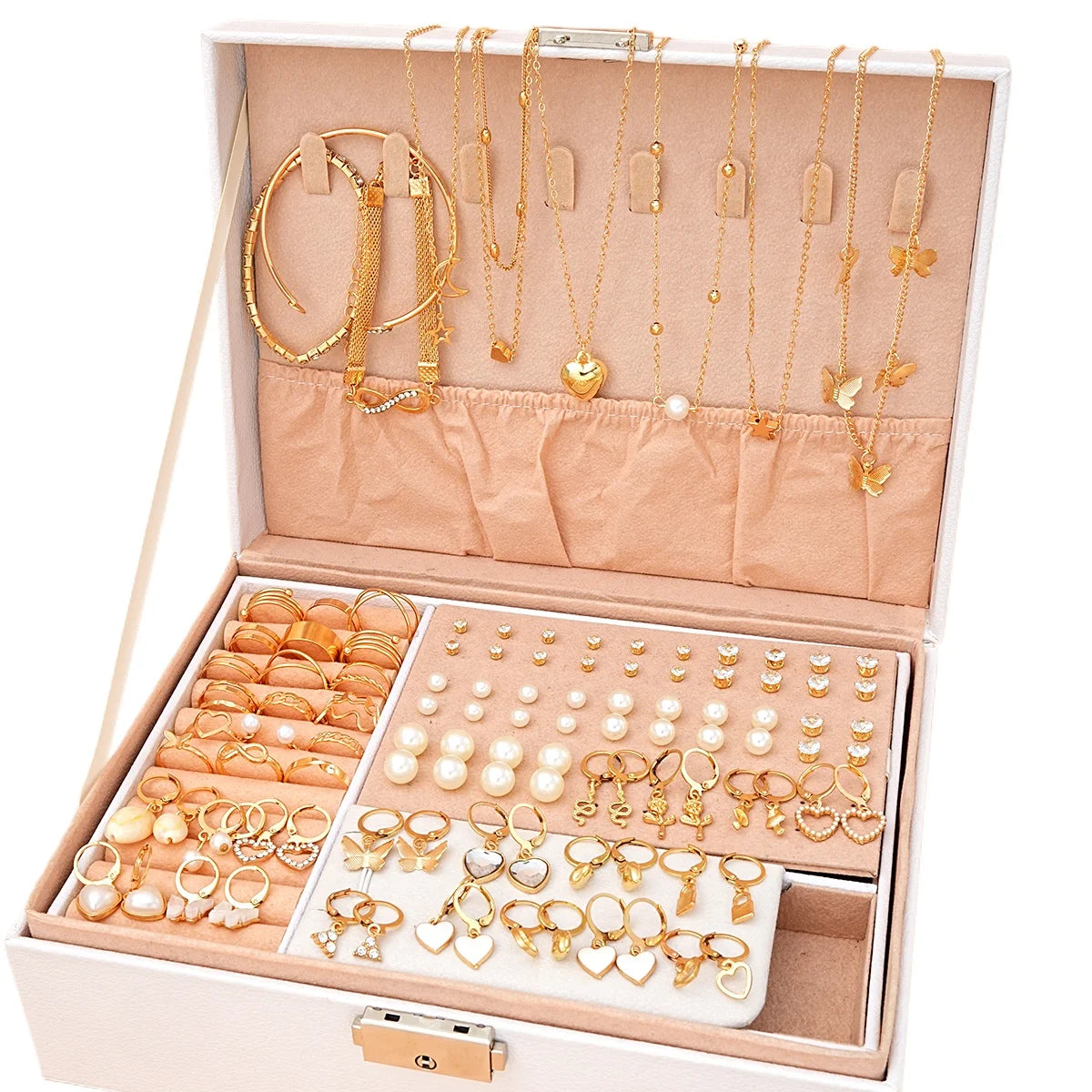 73 Pcs/Set Fashion Metal Earrings Necklaces Bracelets Ankles Rings Combinations Jewelry Sets For Women's Gifts 2024 New