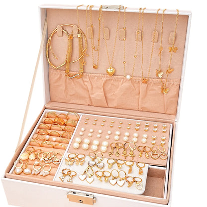 73 Pcs/Set Fashion Metal Earrings Necklaces Bracelets Ankles Rings Combinations Jewelry Sets For Women's Gifts 2024 New