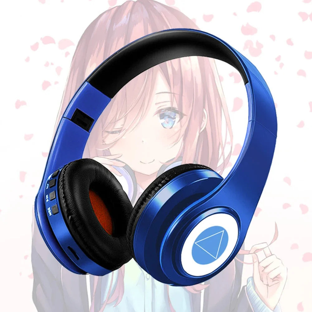 Miku Nakano Sanjiu Cosplay Wireless Bluetooth-compatible Headset 5.0 Over-ear Stereo Anime Headphones with Mic for Mobile Phone