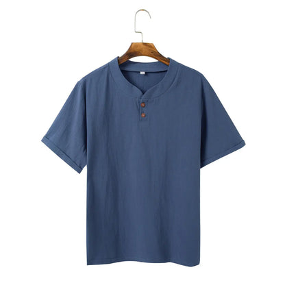 Linen Cotton T-shirt Men's Set Chinese Style Short Sleeve Sportswear +trousers 2 Piece Sets Summer Men Tracksuit Solid Suit