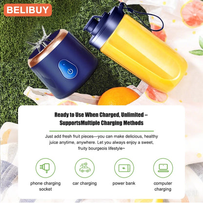 Portable USB Fruit Juicer Blender - Multifunctional Mini Juice Mixer with 6 Blades