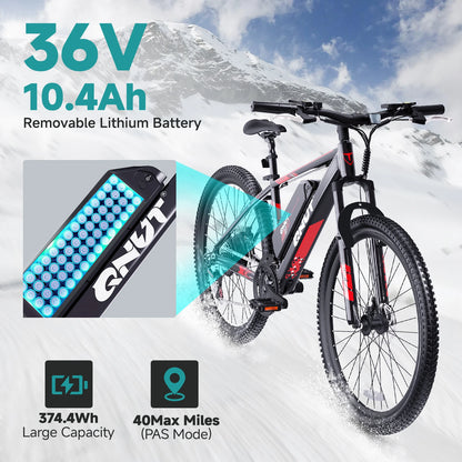 QNUT Victor3.0 Mountain Electric Bicycle 1000W 36V 10.4AH Electric Bike 26' Tire All-Terrain Ebike Urban Off-Road Commuter Adult E-Bike