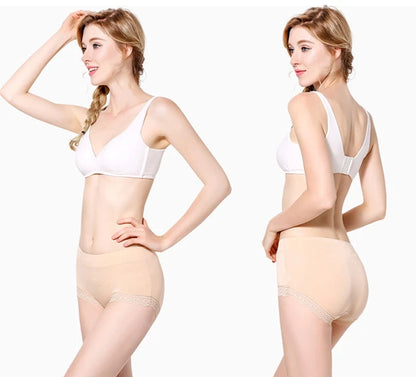 Ruffles Lace Underwear Woman High Waist Middle Aged Mother Spring Summer Modal Briefs Comfortable Panties Нижнее Бельё Женское