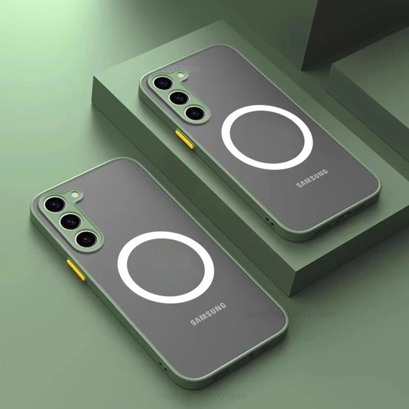 S26 S25 Ultra Plus Case Armor Matte Magnetic For Samsung Galaxy S26 S25 S24 S23 Ultra Plus Cases Frosted Wireless Charge Cover