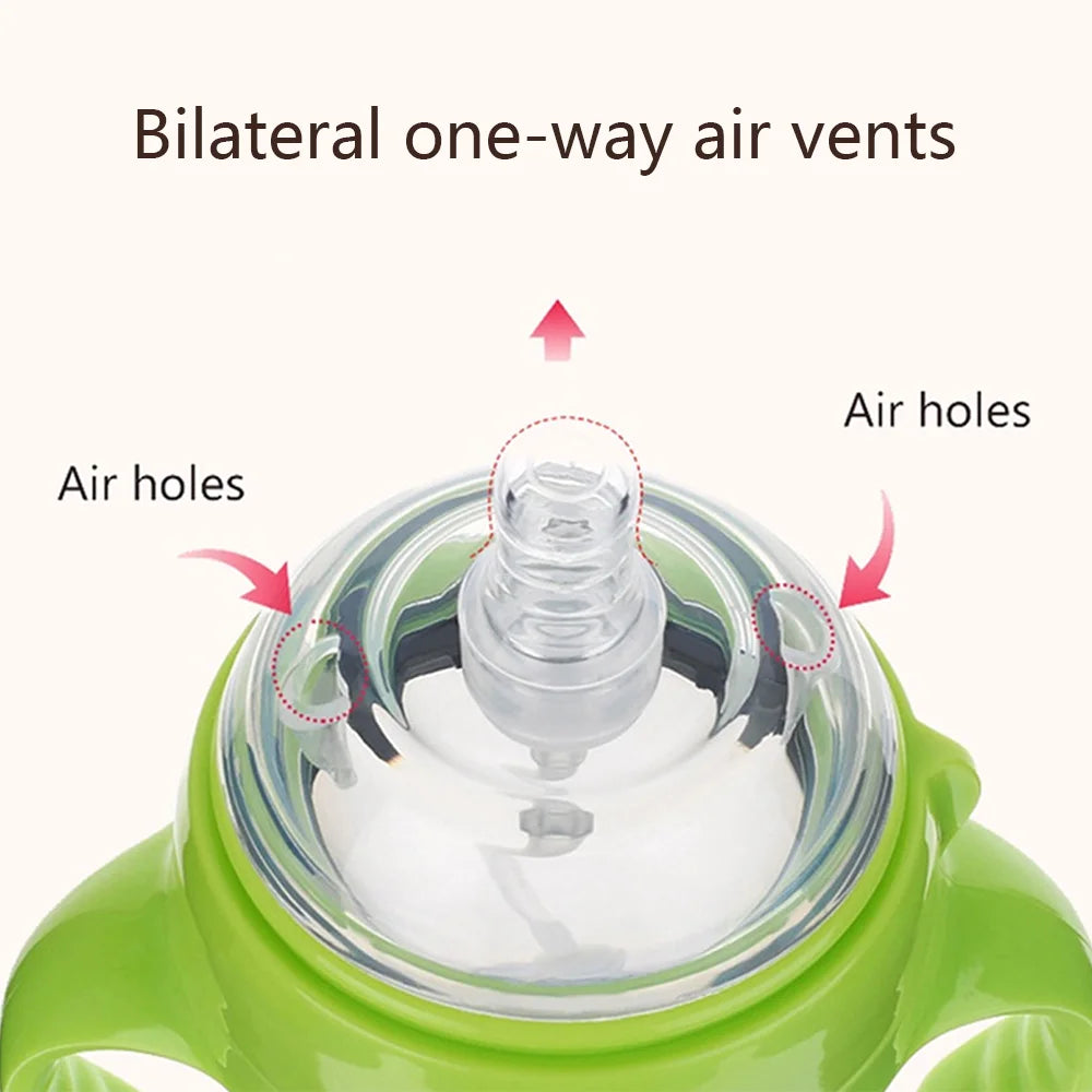 New 0-36 months baby nano-silicone bottle 240ml 150ml with handle Breastmilk-like design Soft milk pulling