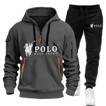 2026 Autumn/Winter New Men's Casual Set Fashion Outdoor Hiking Windproof Warm Men's Hoodie and Pants Two Piece Set