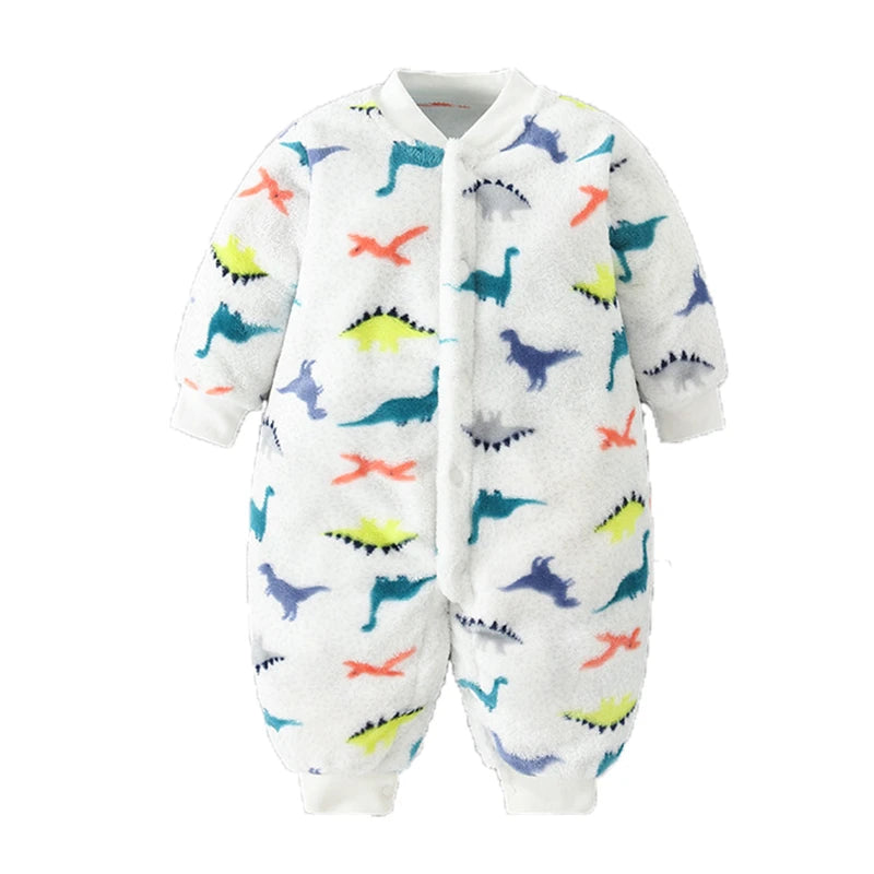 Baby Romper - Soft Flannel Infant Jumpsuit With Elastic Cuffs | Newborn Clothes