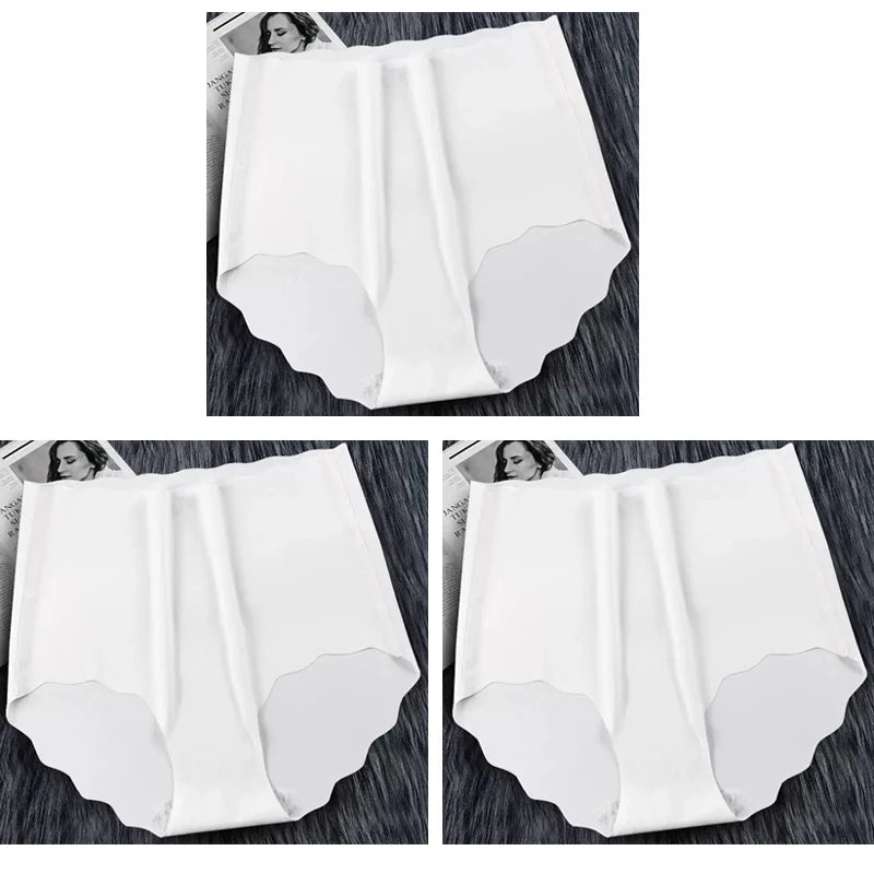 Ultrathin Panties Women - Plus Size Ice Silk High Waist Seamless Briefs