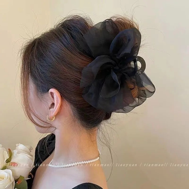 Elegant Mesh Bow Grip Clip for Girls Ponytail Braid Hair Claw Clip Stylish Hair Accessory Gift for Ladies  заколка зажим