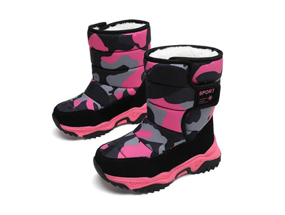 Children Winter Boots - Waterproof Kids Snow Boots With Plush Lining & Rubber Sole