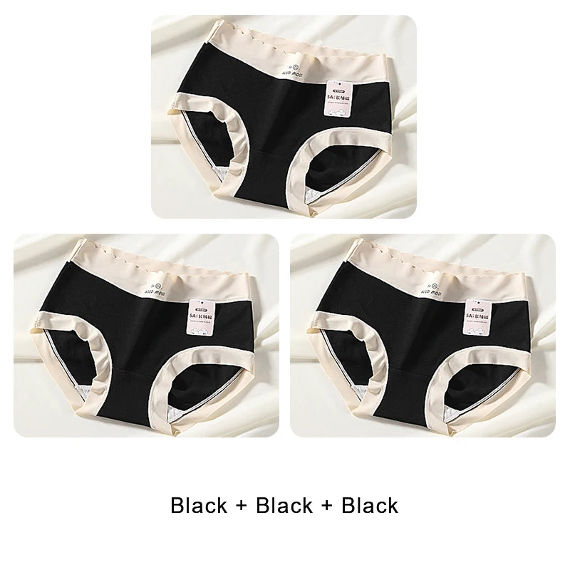 Cotton Mid-Rise Panties - Women's Antibacterial Breathable Cotton Briefs Set