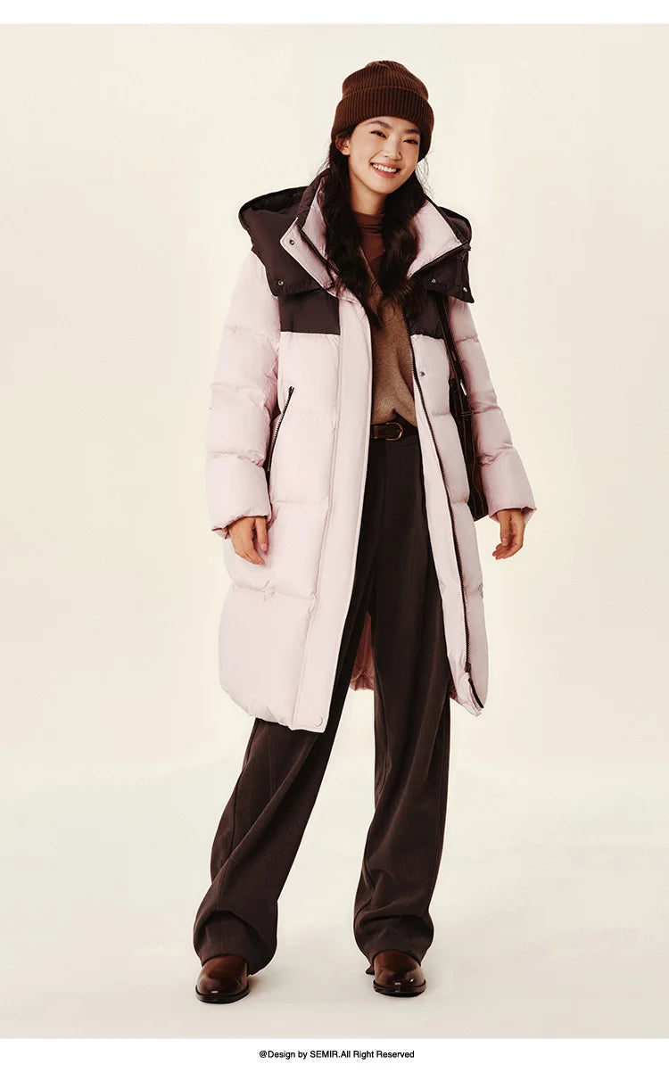 Semir Down Jacket Women Long Length Waterproof Oil-proof Stain-proof 2026 New Winter Detachable Hooded Winter Clothing Coats