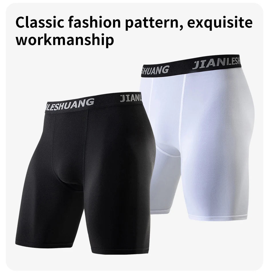 5piece Set Of Men's Classic Black And White Elastic Long Underwear Quick Drying Comfortable Sporty Youth Trend Flat Corner Pants