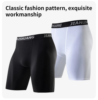 5piece Set Of Men's Classic Black And White Elastic Long Underwear Quick Drying Comfortable Sporty Youth Trend Flat Corner Pants