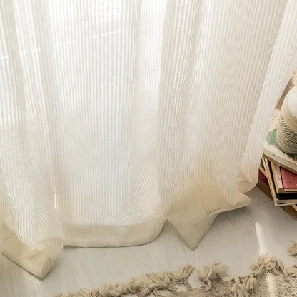 Beige Curtain Semi Light Blocking | Thin Soft Screens Pleated Window Curtain