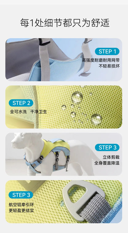 Summer Cooling Vest Style Dog Harness Breathable Leash for Small Medium Large Dogs Golden Retriever