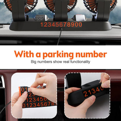 12V Automotive Fan Car Fan 24V 360° Adjustable 3-Head Air Fan Low Noise Multifunctional Temporary Parking Fan for Auto Vehicles