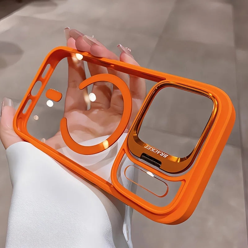 Luxury for Magsafe Magnetic attraction Bracket Case for IPhone 17 16 15 13 12 Pro Max 14 Plus Lens Holder Protection Clear Cover