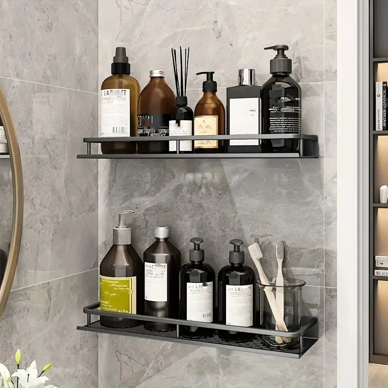 Wall-Mounted Aluminum Bathroom Storage Rack - Cosmetic Organizer